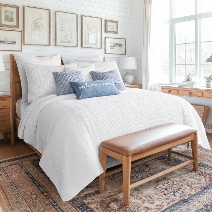 Cloud Waffle White Quilt Set - With Shams