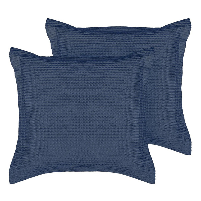 Cloud Waffle Navy Euro Sham - Set of 2