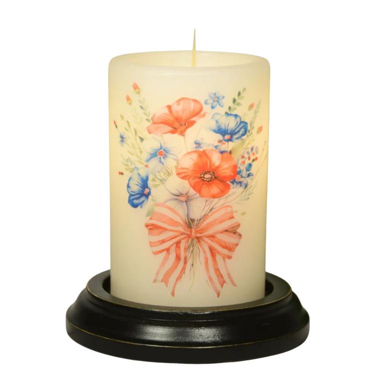 Candle Sleeve - Patriotic Bouquet Bow Vanilla