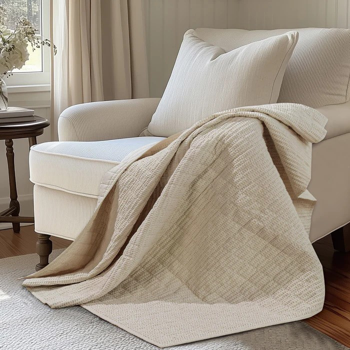 Cloud Waffle Throw - Flax Beige