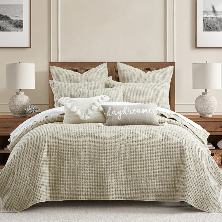 Mills Waffle Wheat Quilt Set - With Shams