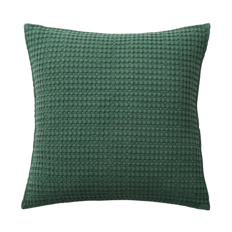 Mills Waffle Forest Green Square Pillow
