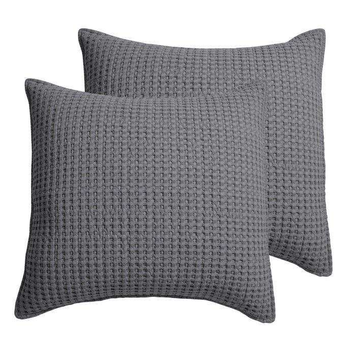 Mills Waffle Charcoal Euro Sham - Set of 2