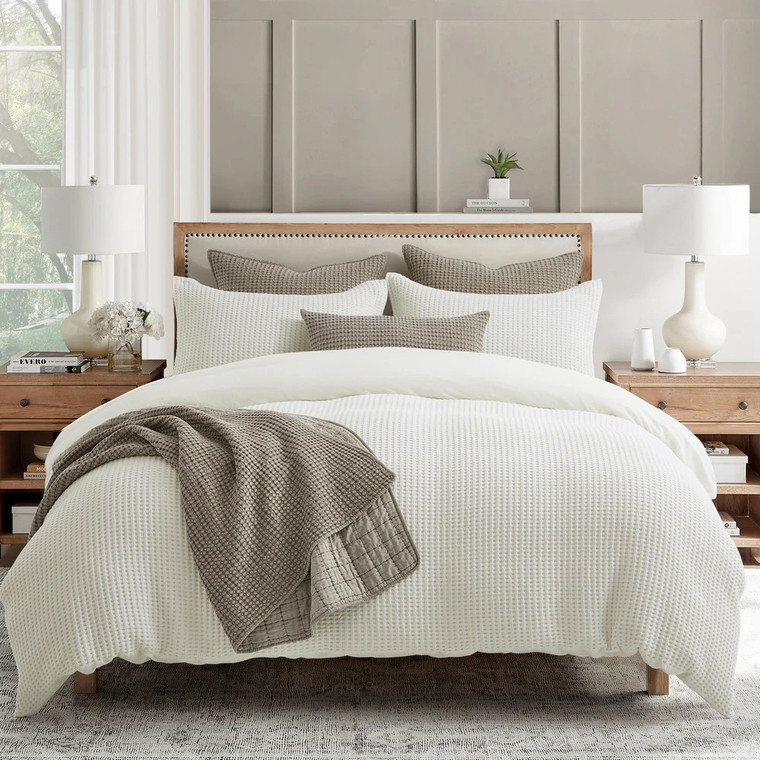 Mills Waffle Cream Duvet Set - With Shams