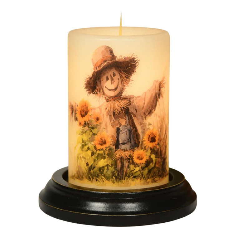 Candle Sleeve - Peeking Rustic Scarecrow Antique Vanilla