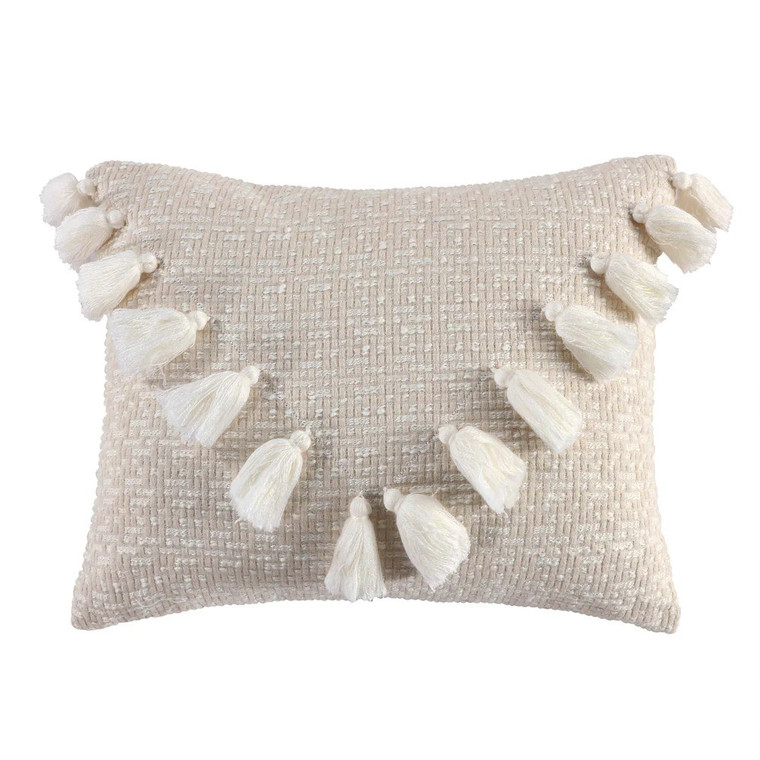 Mills Waffle Textured Tassel Pillow