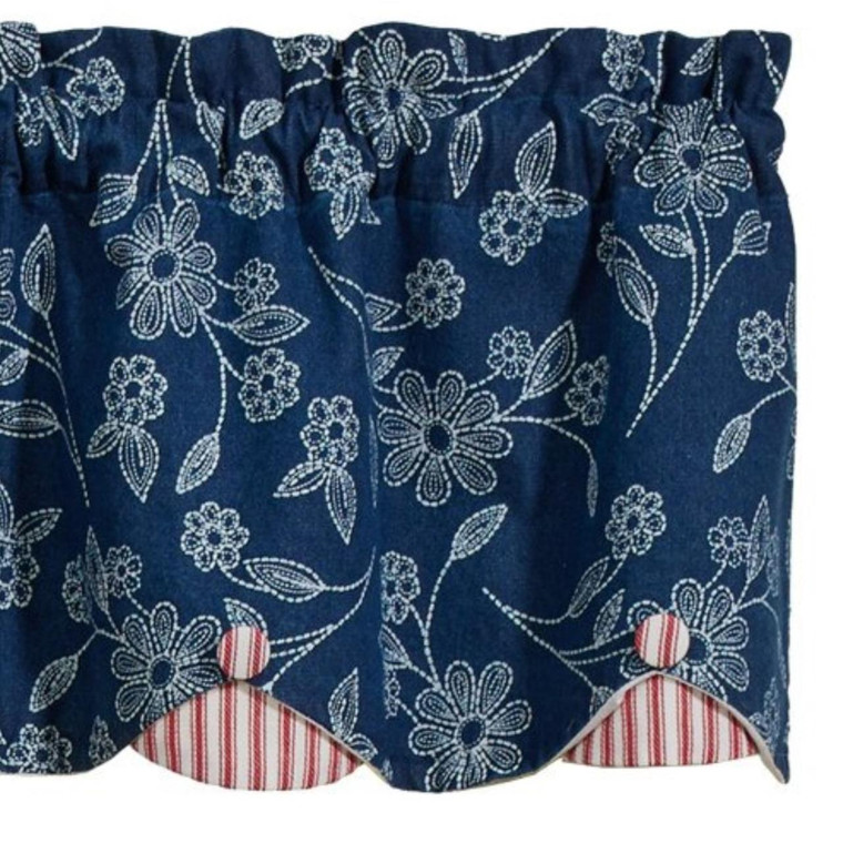 Dolly Denim Lined Layered Valance - 58x15