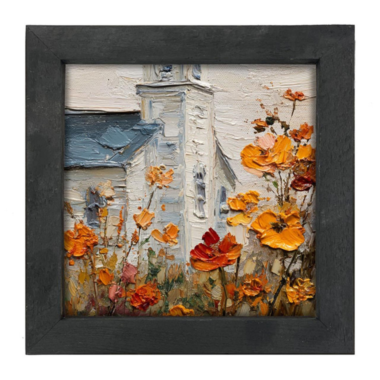 Autumn Country Church - Black Frame 14x14
