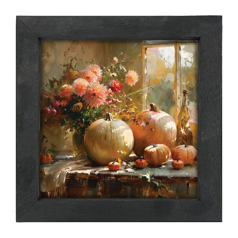 Farm Window Pumpkins - Black Frame 14x14