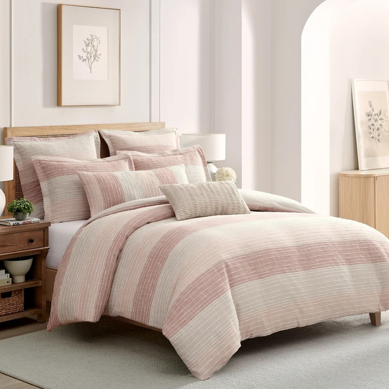 Sand Stripes Blush Comforter Set - With Shams