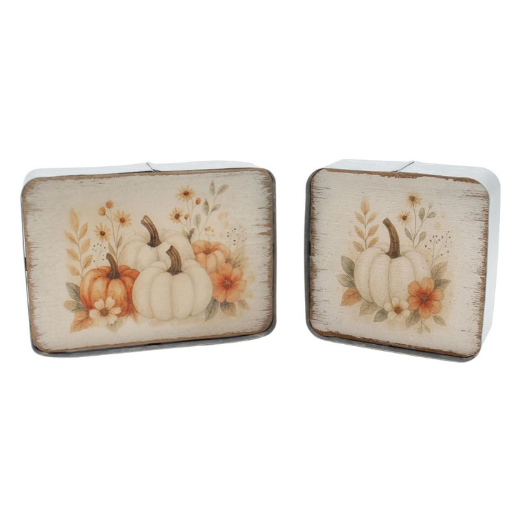 Rustic Pumpkin Blocks - Set of 2