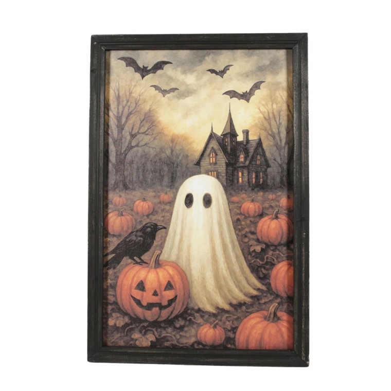 Ghost, House, And Pumpkin Frame - 14x21