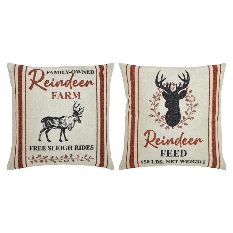 Reindeer Farm Pillow Covers - Set of 2 18x18