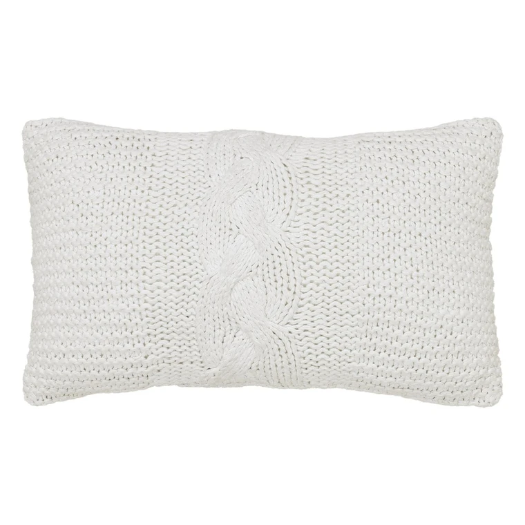 Cable Knit Sweater Pillow - White 12x20