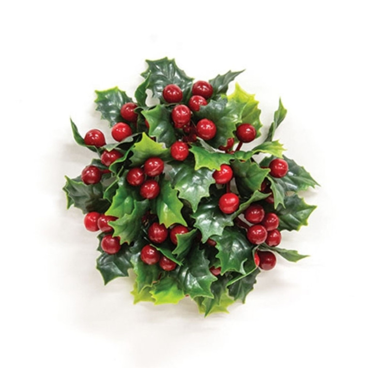 Teeny Holly & Berries Candle Ring - 4"