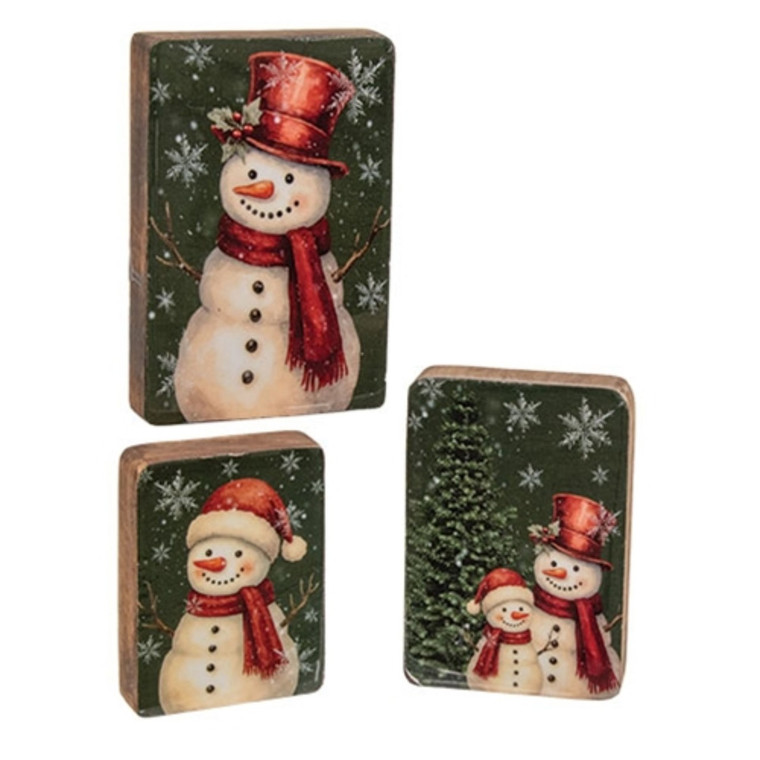Red Hat Snowman Blocks - Set of 3 (Asst)