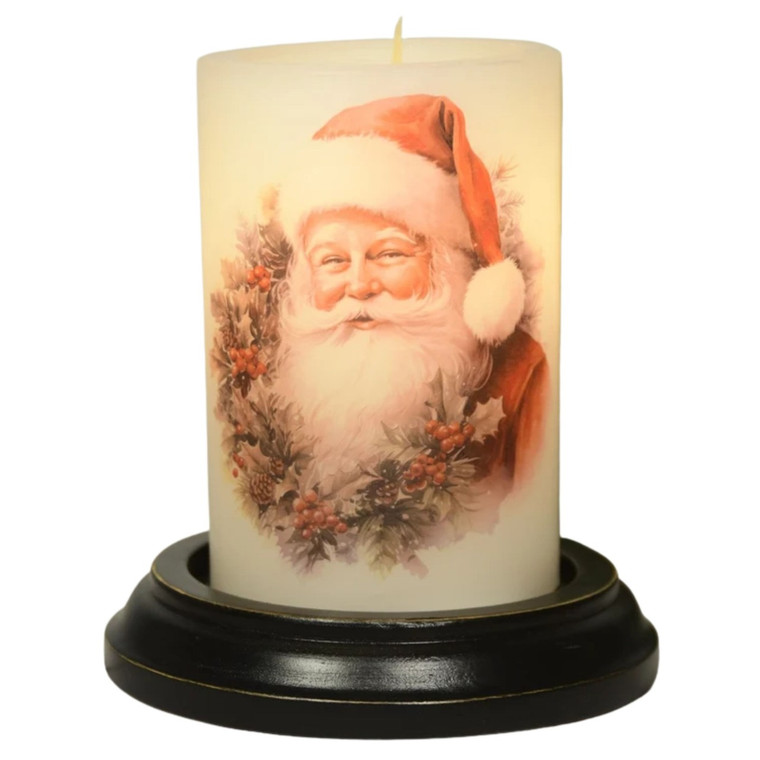 Candle Sleeve - Cheerful Santa Wreath Vanilla