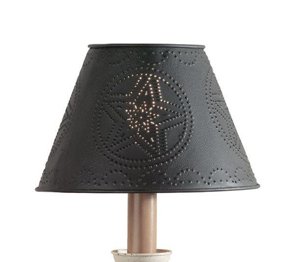 Punched Star Tin Clamp On Lamp Shade - Decorative Black Shade With Star Cutouts