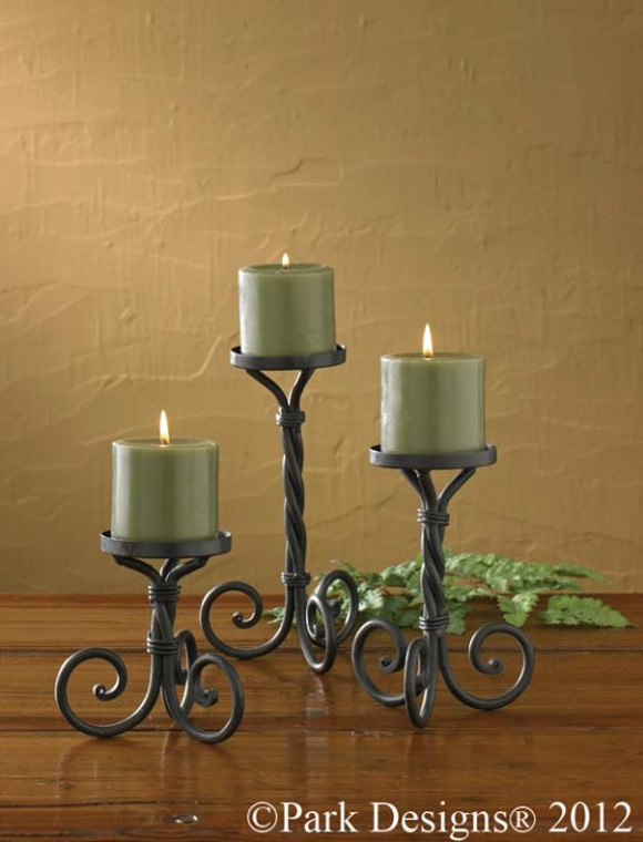Scroll Candle Holders - Pillar Set of 3 Assorted