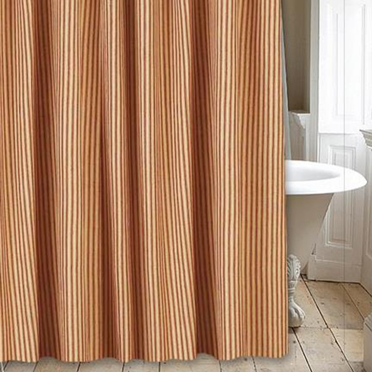 York Ticking Red Shower Curtain - 643934369814