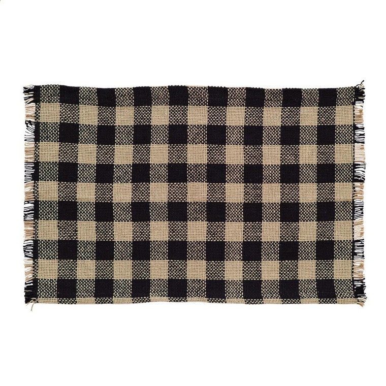 Burlap Black Check Placemats - Set of 6