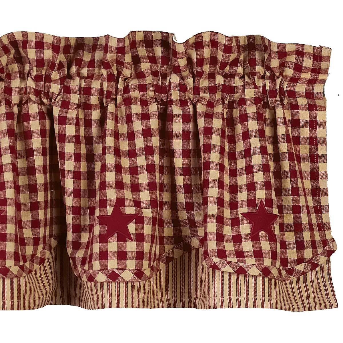 Heritage House Check Red Star Valance