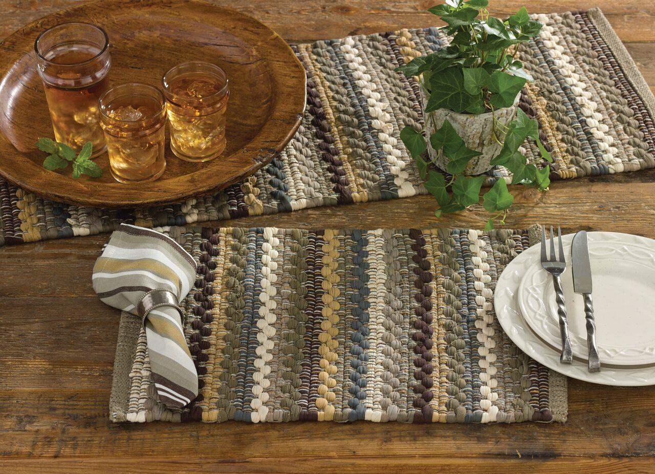table runner 「源氏夢 」　正絹　 帯リメイク Mineral Stripe Chindi Table Runner - 13x36 - Country Village Shoppe