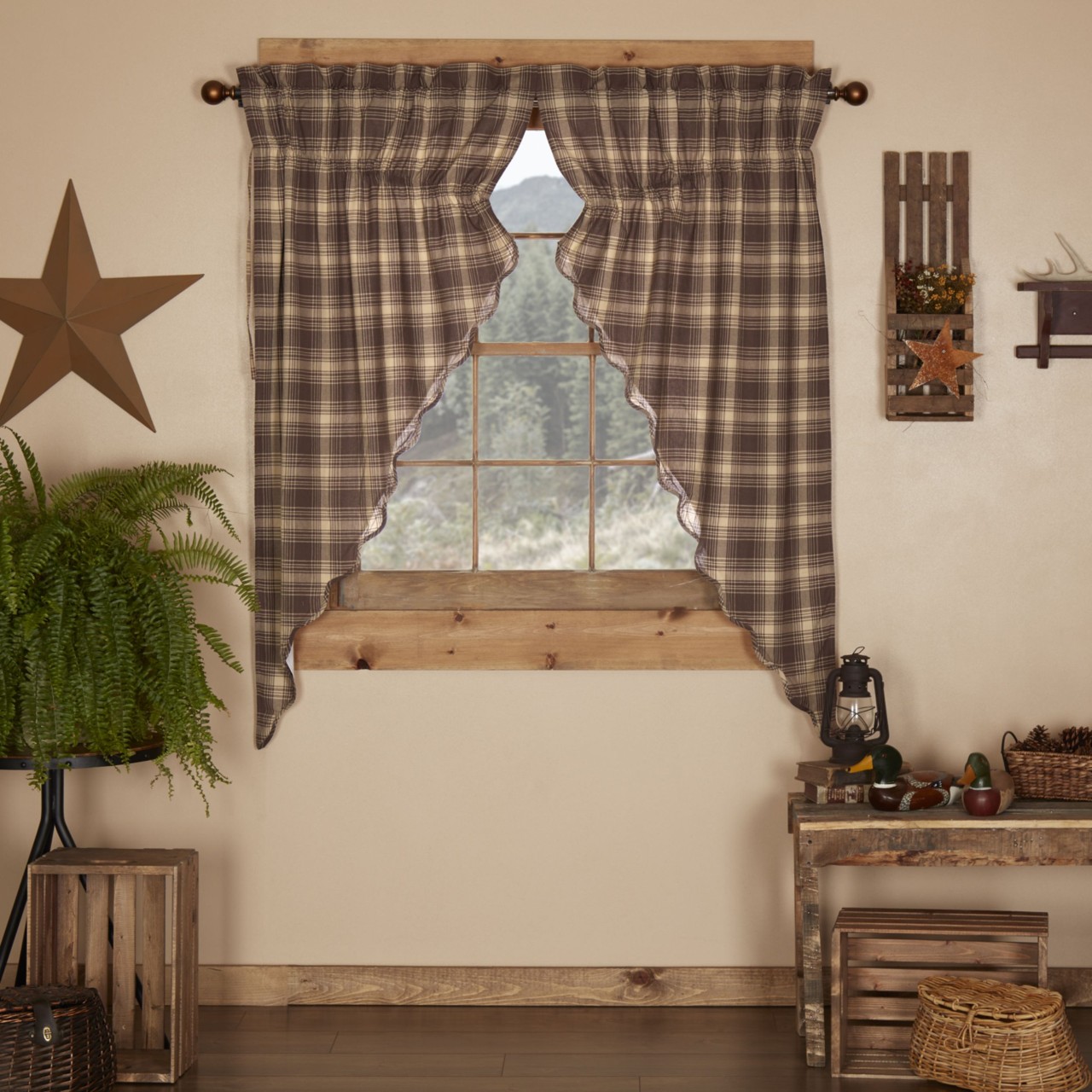 Dawson Star Prairie Gathered Curtains - Scalloped 72x36 - Thumbnail 4