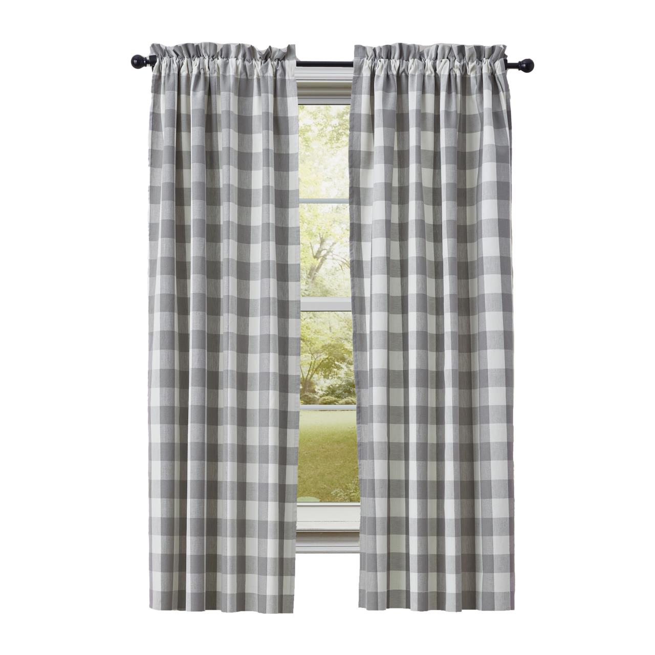 Wicklow Check Dove Panels - 72x63 - Country Village Shoppe