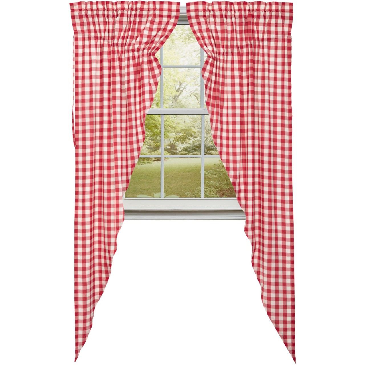 Annie Buffalo Check Red Prairie Gathered Curtains