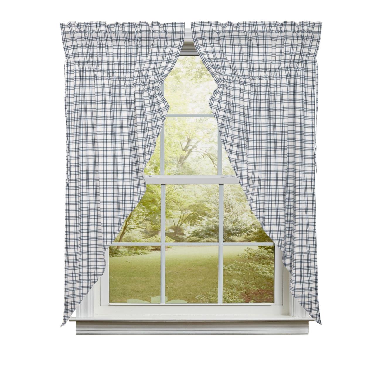 Sawyer Mill Black Plaid Prairie Gathered Curtains - Thumbnail 4