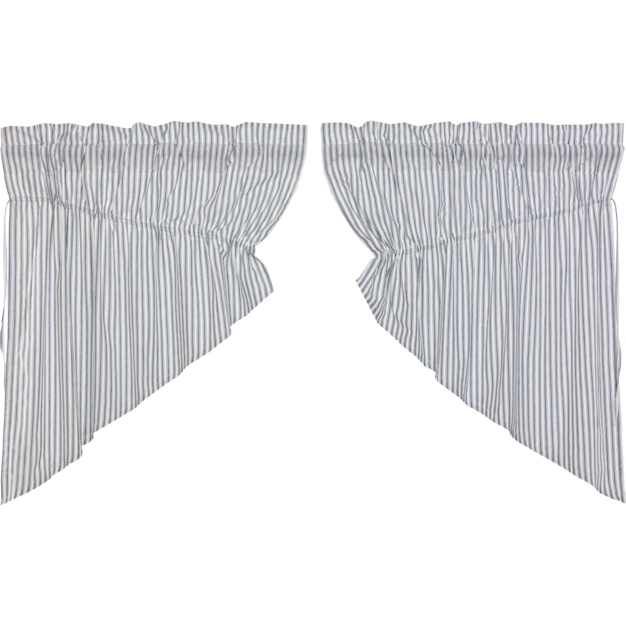 Sawyer Mill Blue Ticking Stripe Prairie Gathered Curtains - 72x36