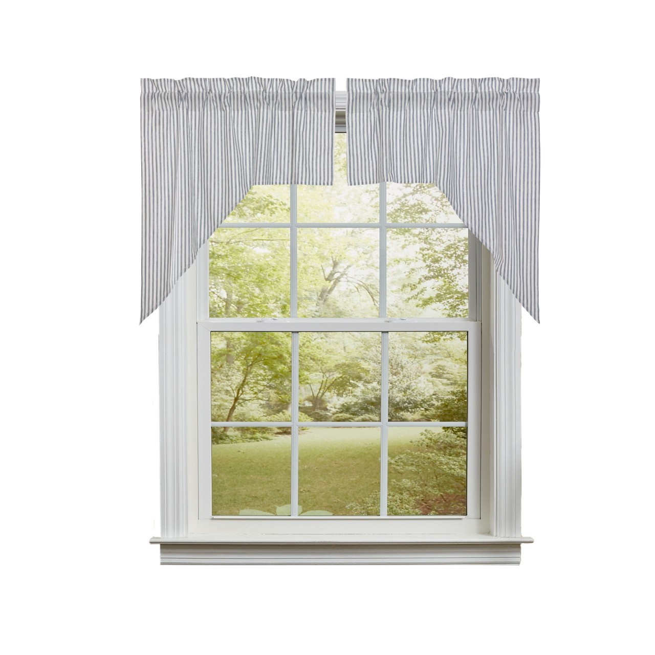 Sawyer Mill Blue Ticking Stripe Swags - 72x36 - Country Village Shoppe
