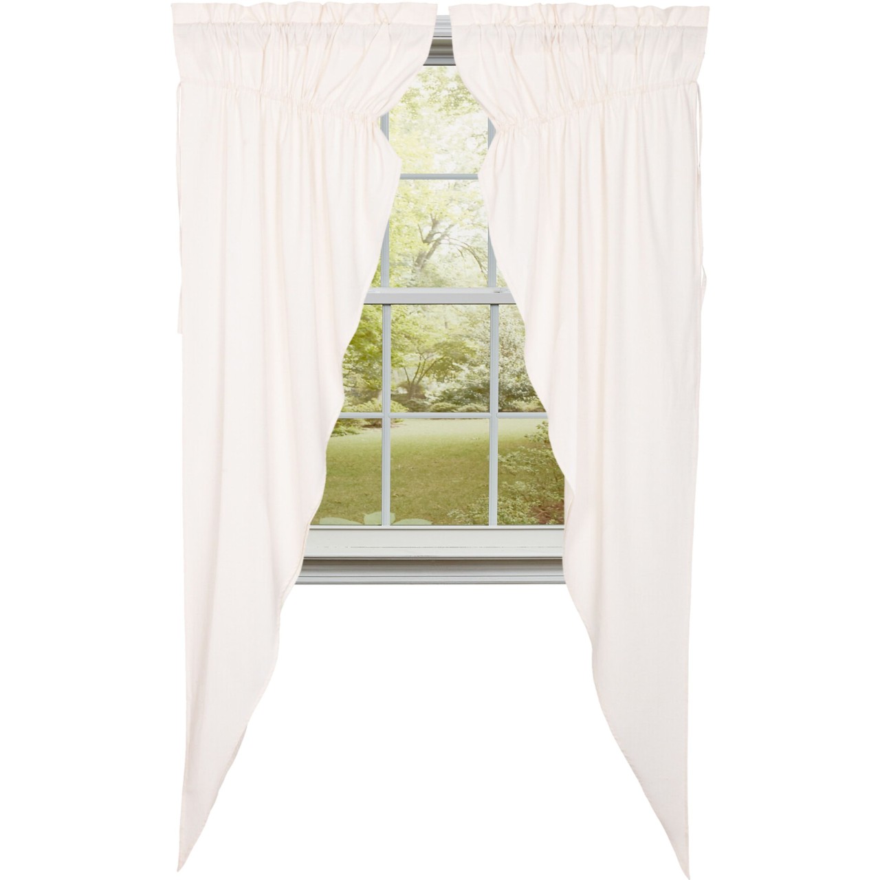 Simple Life Flax Antique White Prairie Gathered Curtains - Thumbnail 2