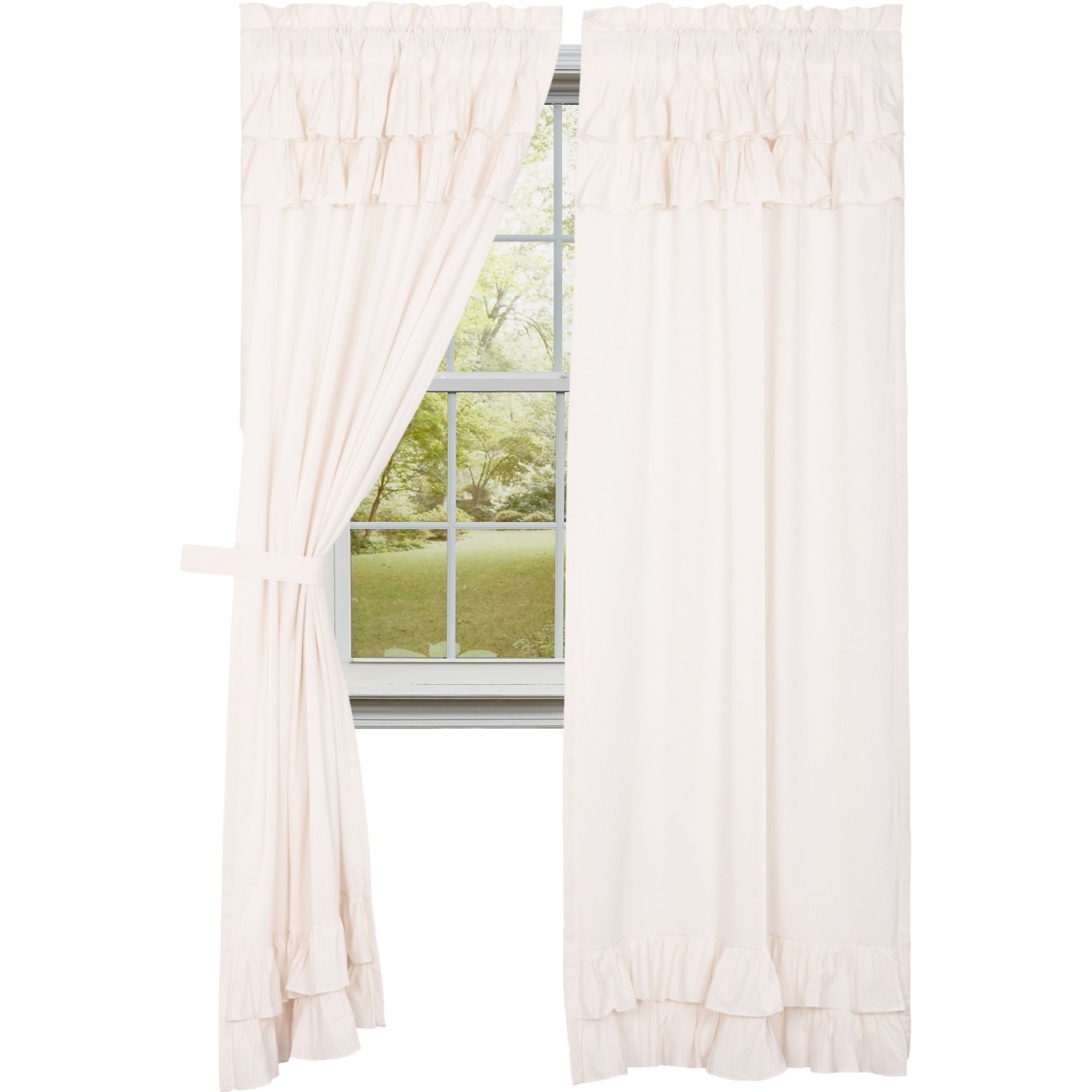 Simple Life Flax Antique White Panels - Ruffled