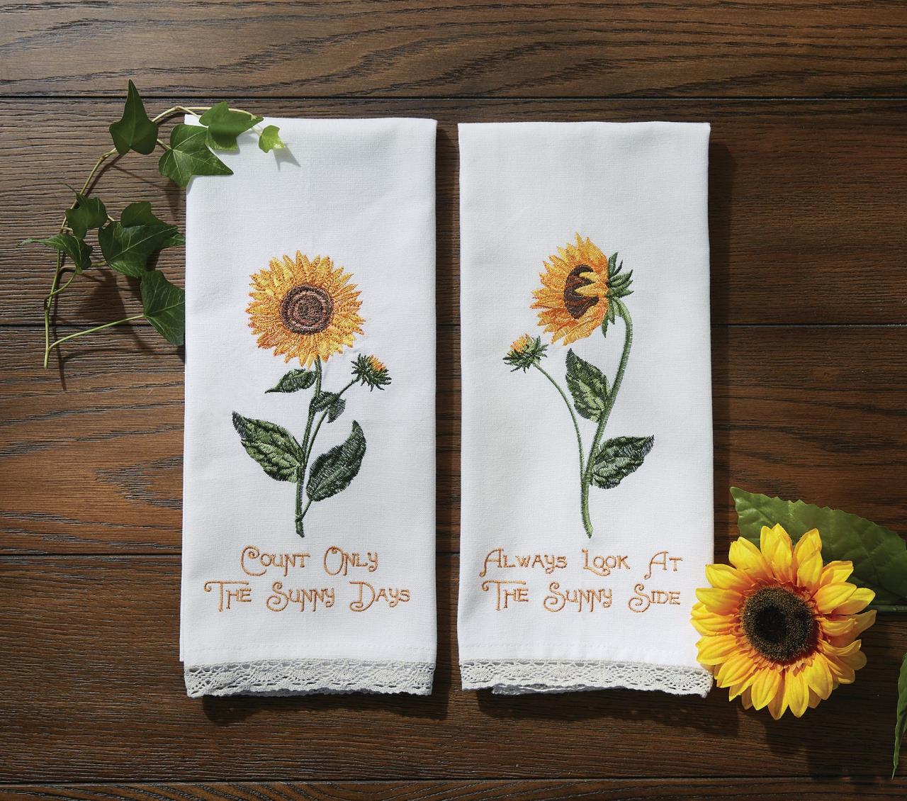 Count Sunny Days Embroidered Dishtowels