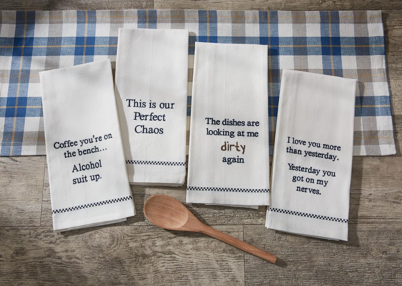 Coffee On The Bench Embroidered Decorative Dishtowels - Thumbnail 2