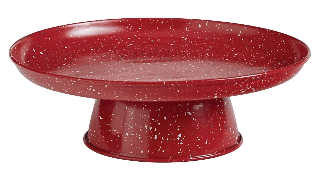 Granite Enamelware Red Cake Pedestal - Thumbnail 2