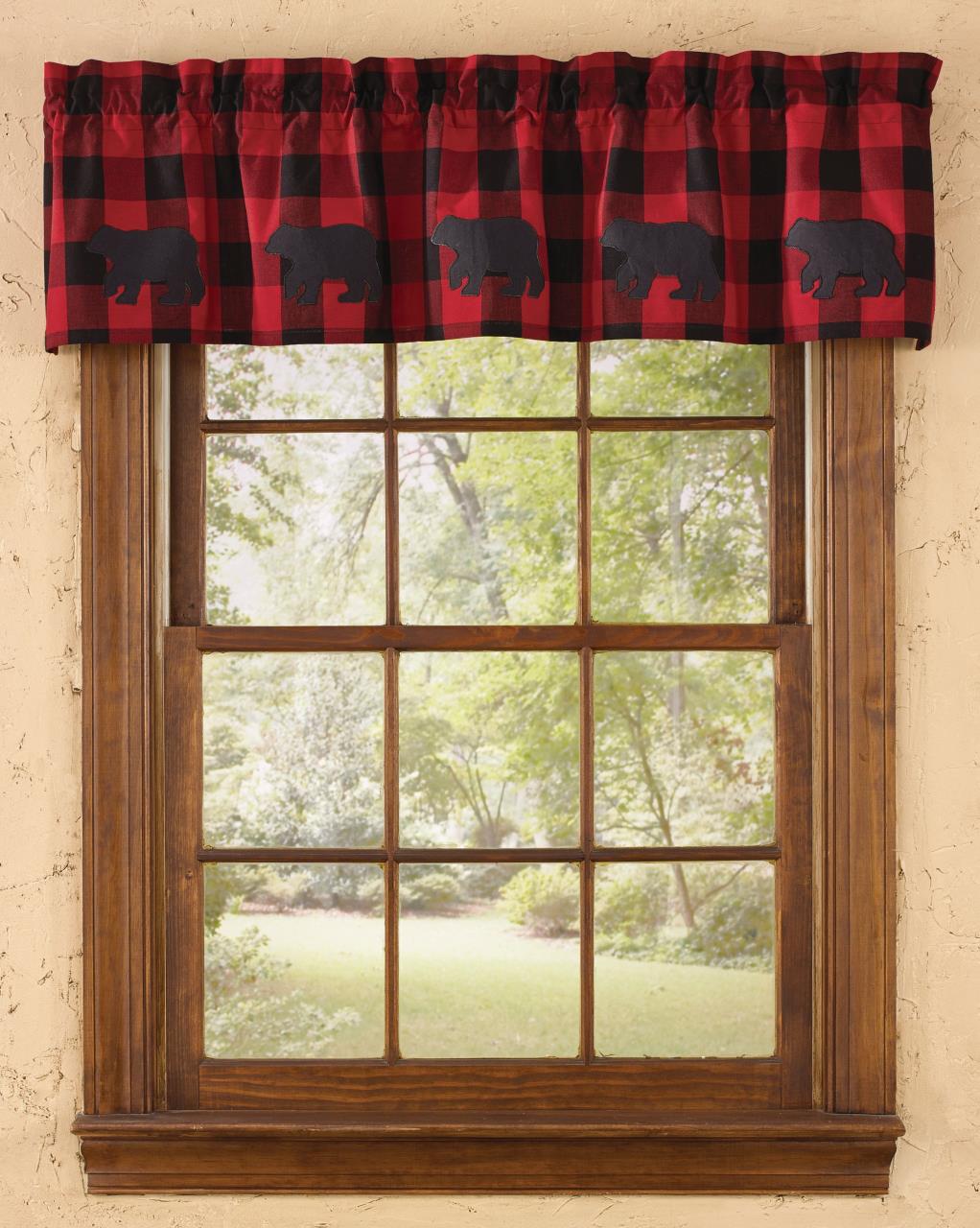 Buffalo Check Bear Applique Valance