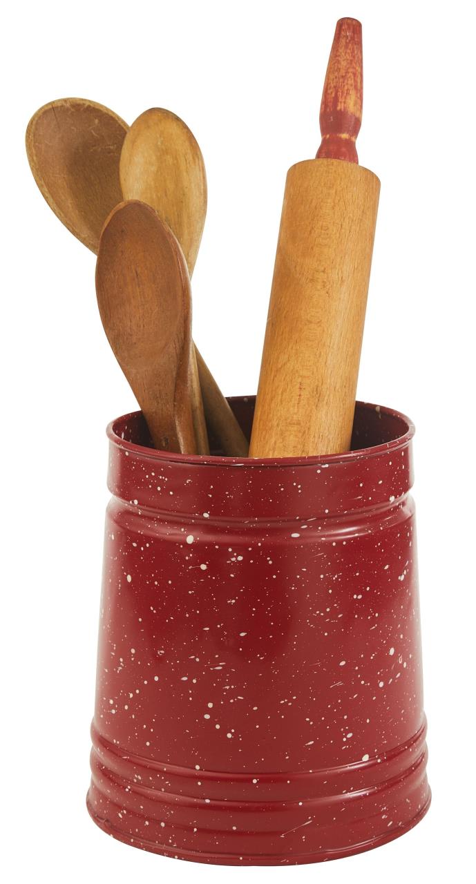 Granite Enamel Red Utensil Crock - Thumbnail 2