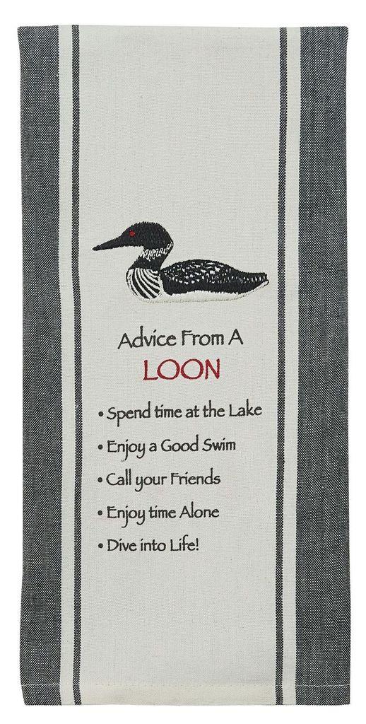Advice From A Loon Printed Embroidered Dishtowels