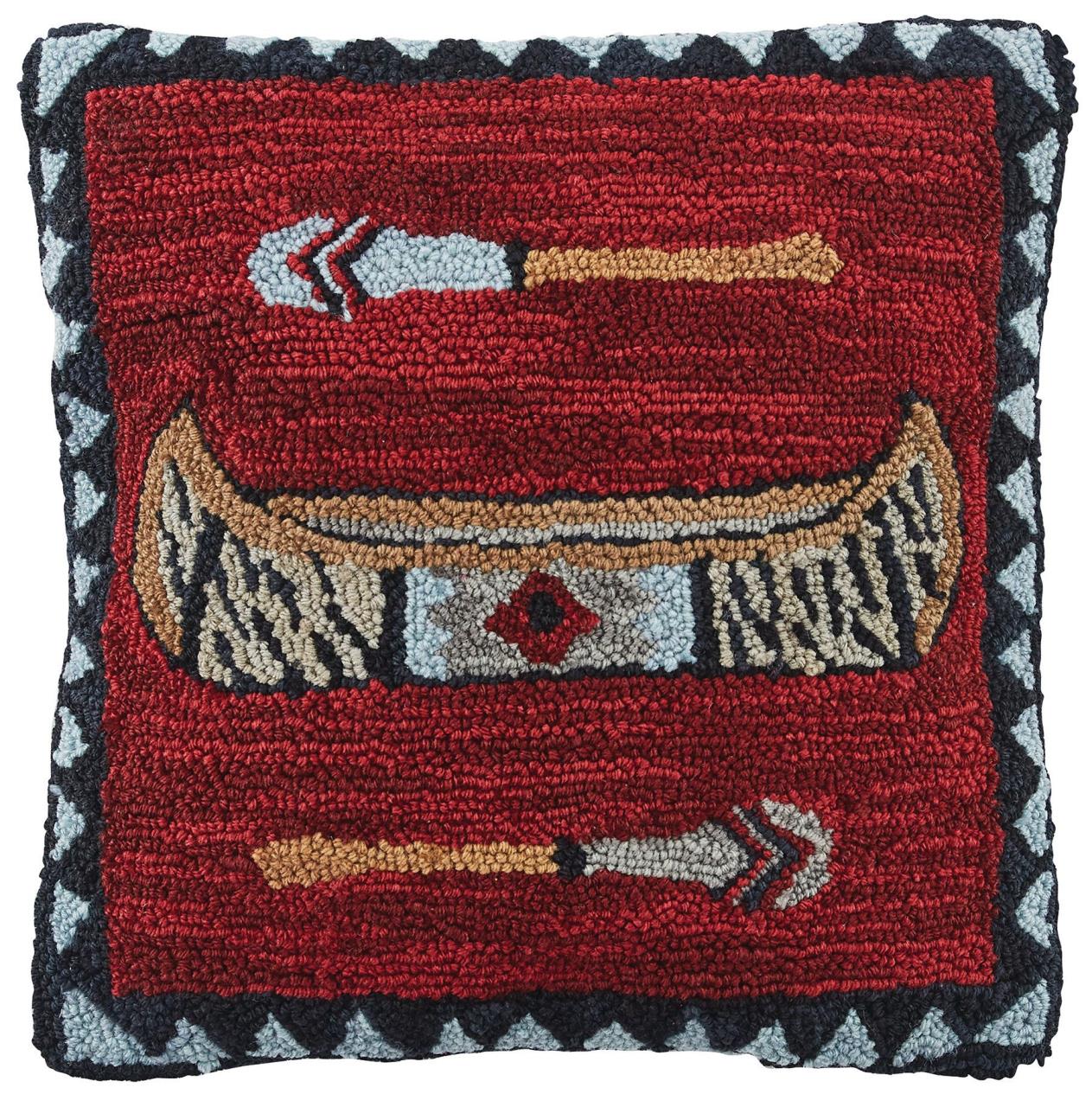 Wilderness Canoe Hooked Pillow