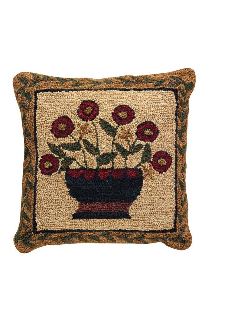 Flower Basket Hooked Pillow