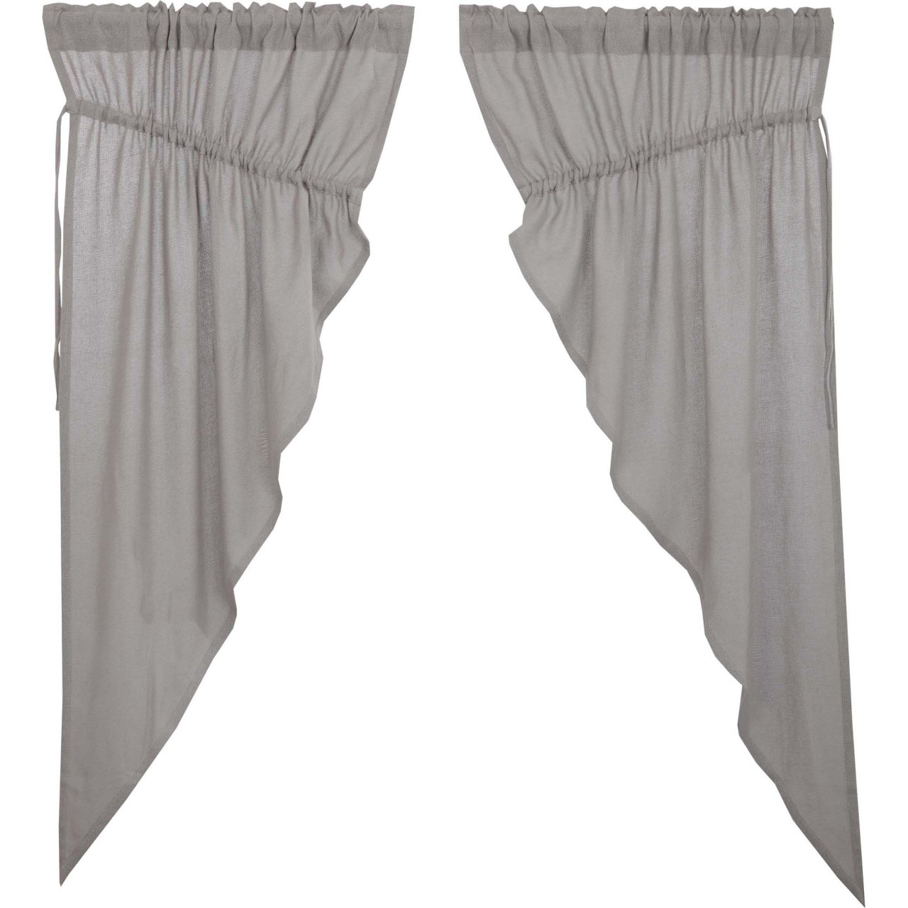 Burlap Dove Grey Prairie Gathered Curtains - Thumbnail 4
