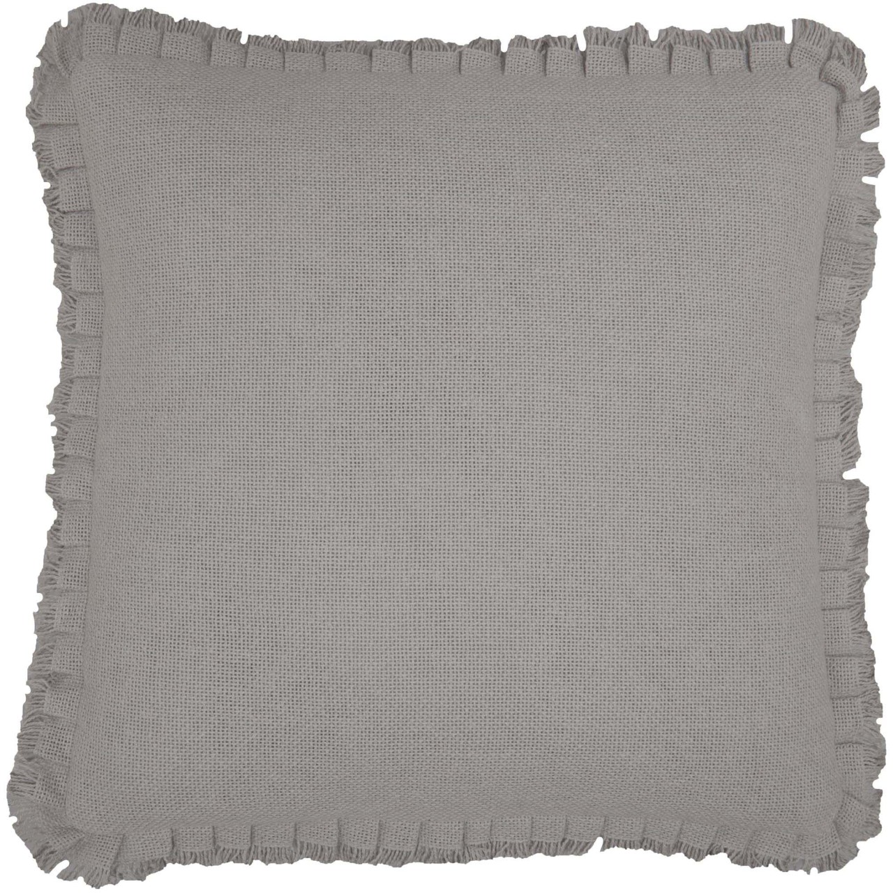 Burlap Dove Grey Fringed Ruffle Pillow Sham