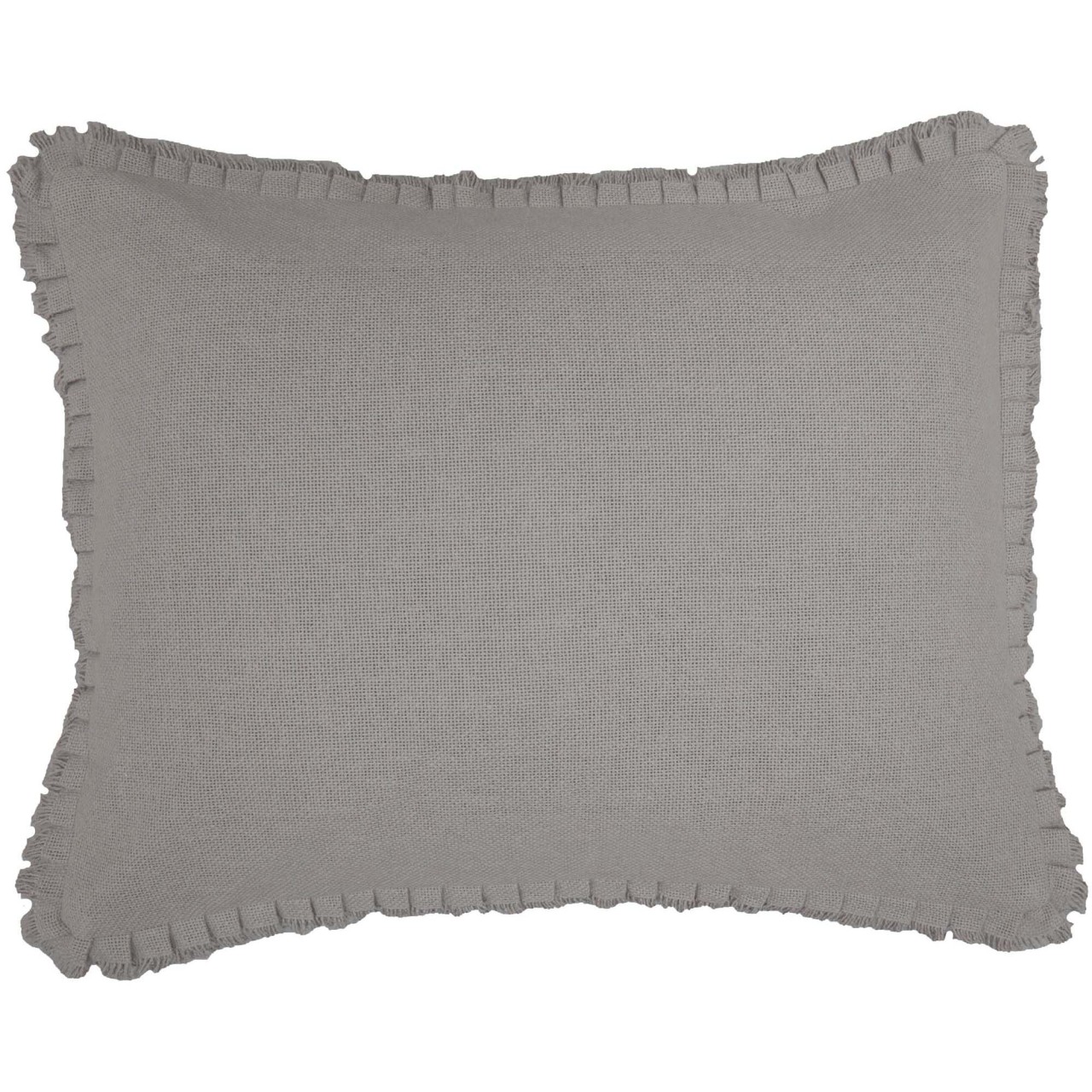Burlap Dove Grey Fringed Ruffle Pillow Sham - Thumbnail 3