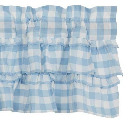 Annie Buffalo Check Blue Ruffled Valance - Thumbnail 3