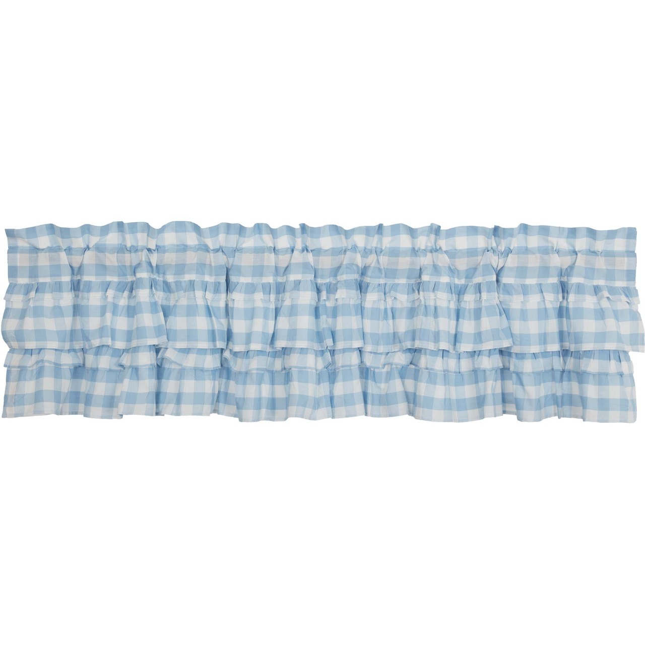 Annie Buffalo Check Blue Ruffled Valance - Thumbnail 2