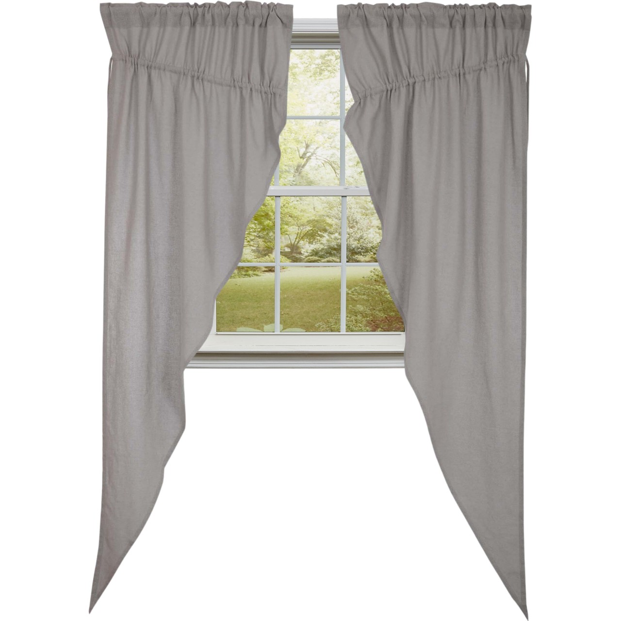 Burlap Dove Grey Prairie Gathered Curtains - Thumbnail 5