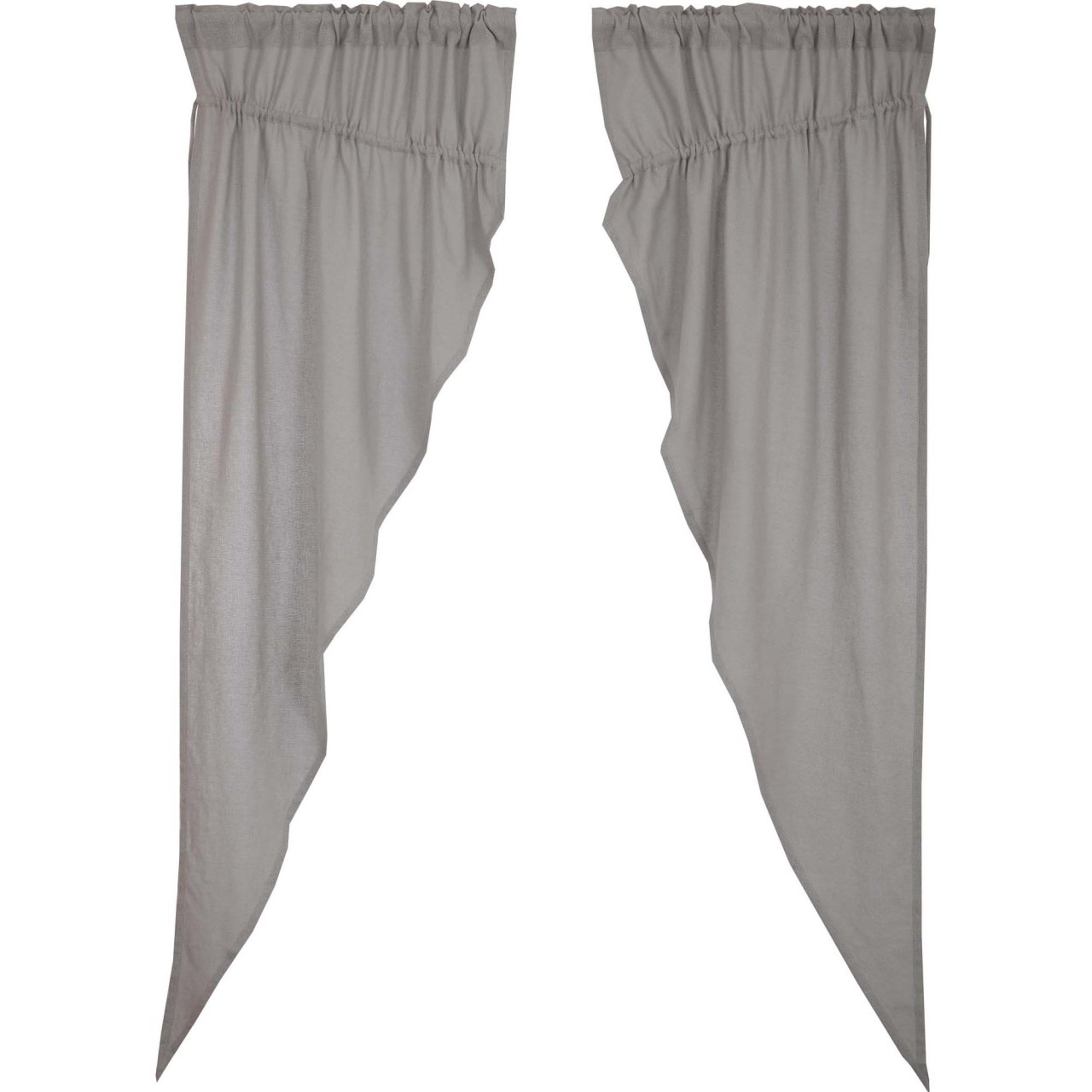 Burlap Dove Grey Prairie Gathered Curtains - Thumbnail 3